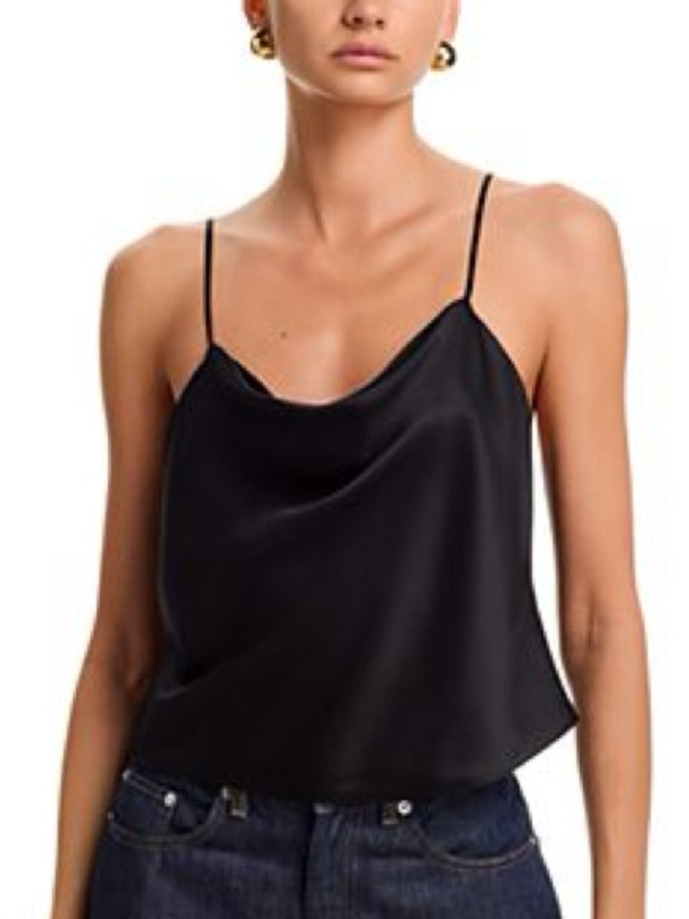 Delucca Black Satin Cowl Neck Camisole Size 3 Large